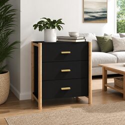 Black Sideboard 62x38x70 cm Engineered Wood Cabinet