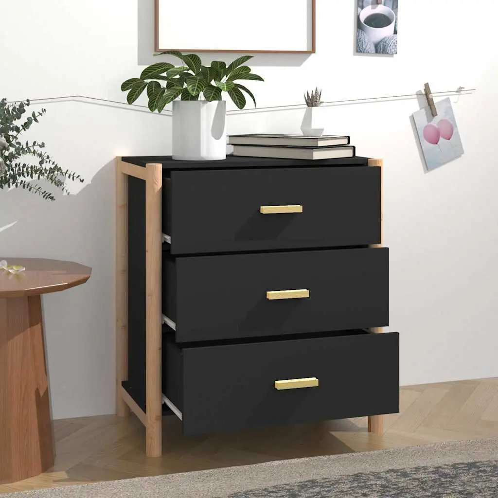 Black Sideboard 62x38x70 cm Engineered Wood Cabinet