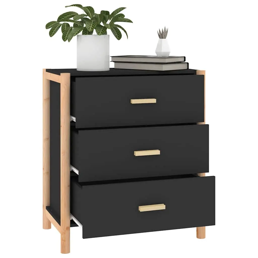 Black Sideboard 62x38x70 cm Engineered Wood Cabinet