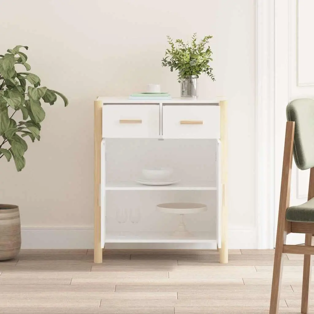 Sideboard White 62x38x75cm Engineered Wood Storage Cabinet Living Room Furniture