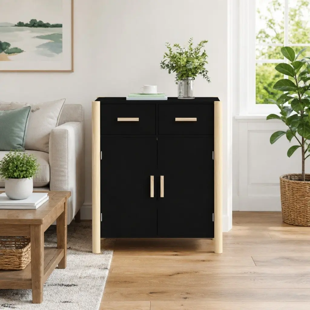 Sideboard Cabinet Black 62x38x75cm Engineered Wood Furniture