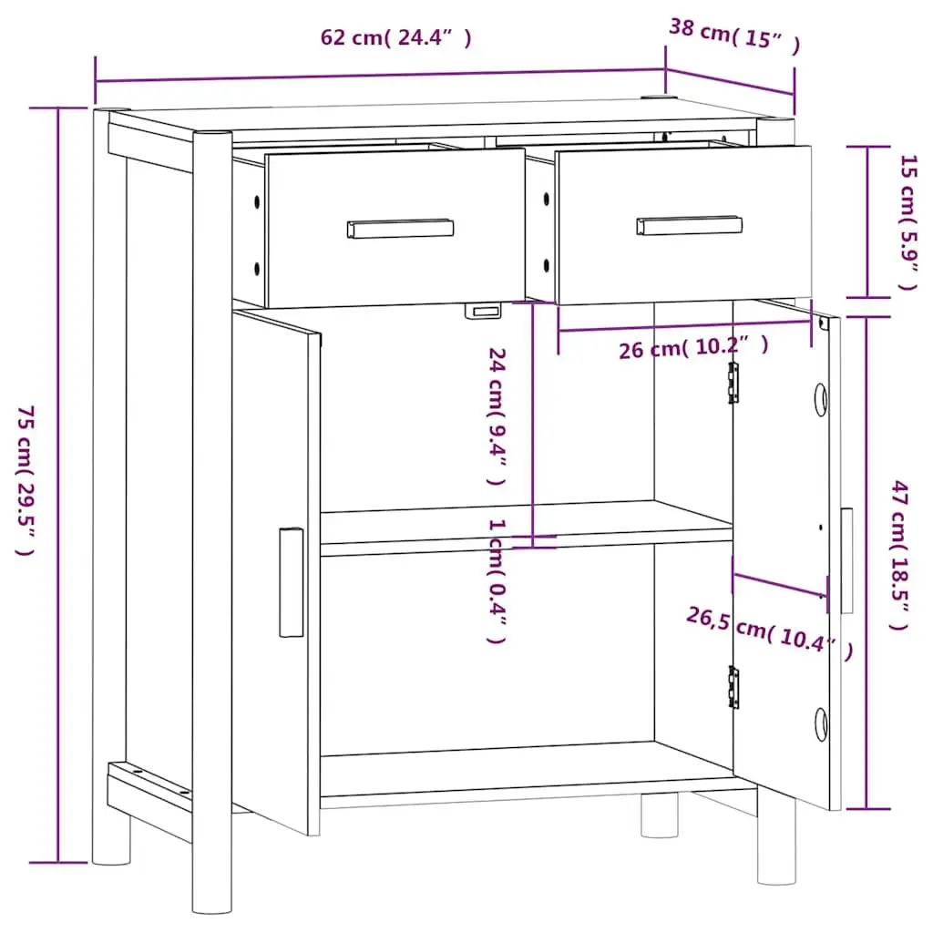 Sideboard Cabinet Black 62x38x75cm Engineered Wood Furniture