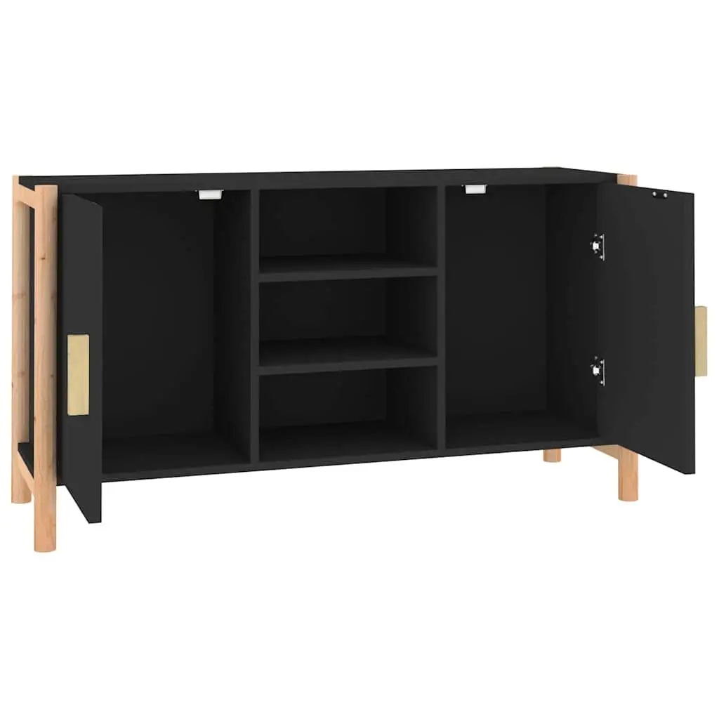Sideboard Black Engineered Wood 107x38x60 cm Storage Cabinet Buffet Table