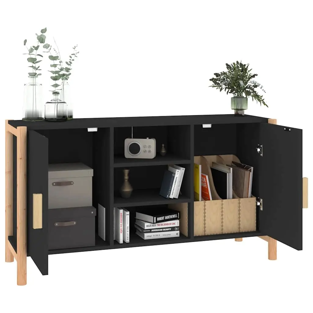 Sideboard Black Engineered Wood 107x38x60 cm Storage Cabinet Buffet Table