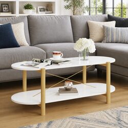 Elegant White Coffee Table With Storage for Living Rooms