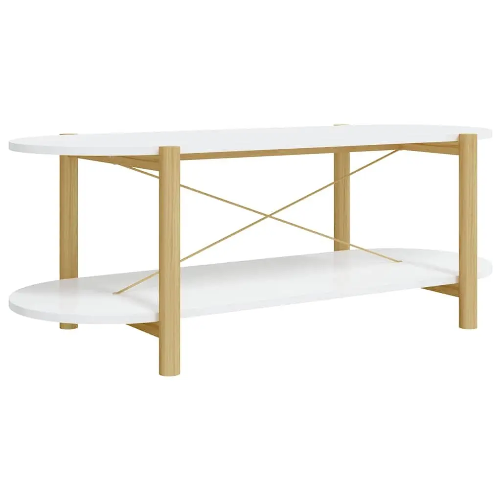 Coffee Table White Engineered Wood Storage Living Room Furniture 110 x 48 x 40 cm