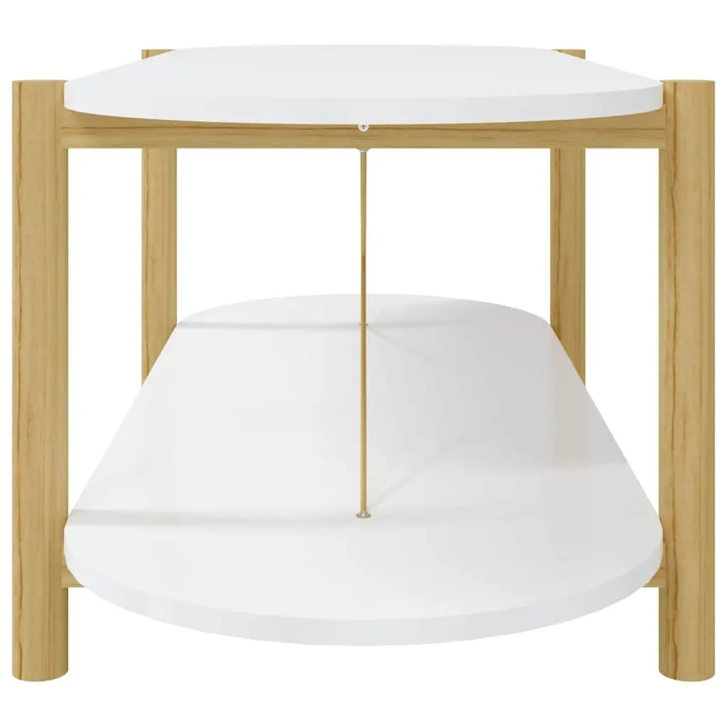Coffee Table White Engineered Wood Storage Living Room Furniture 110 x 48 x 40 cm