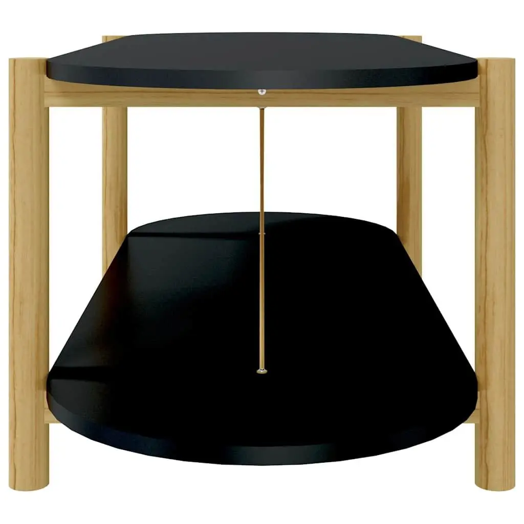 Coffee Table Black Storage Accent Engineered Wood Solid Wood Legs 110 x 48 x 40 cm
