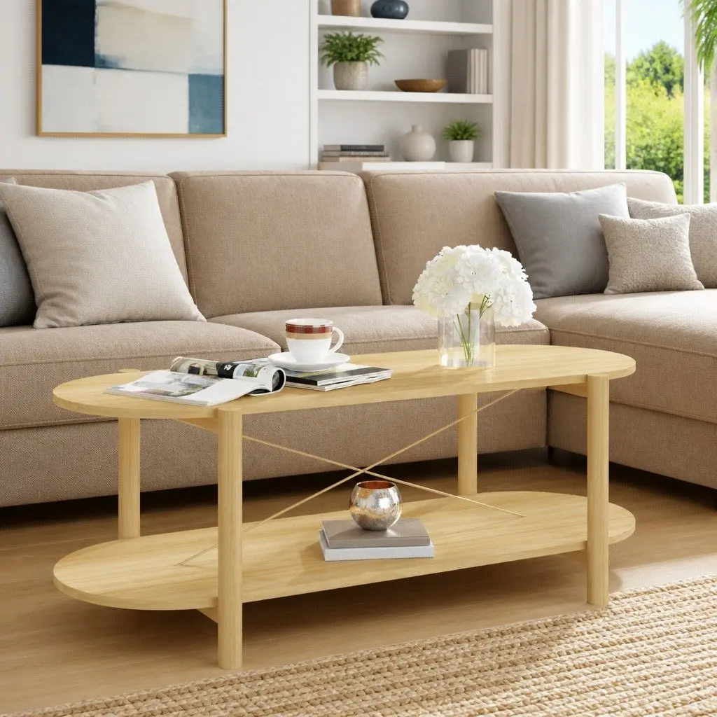 Coffee Table Brown 110x48x40 cm Engineered Wood Storage Side Table