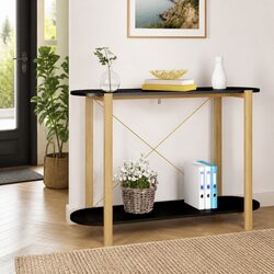 Black Console Table with Storage Cabinet