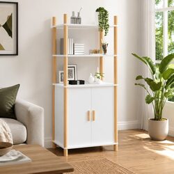 White Highboard Storage Cabinet 60x40x141 cm