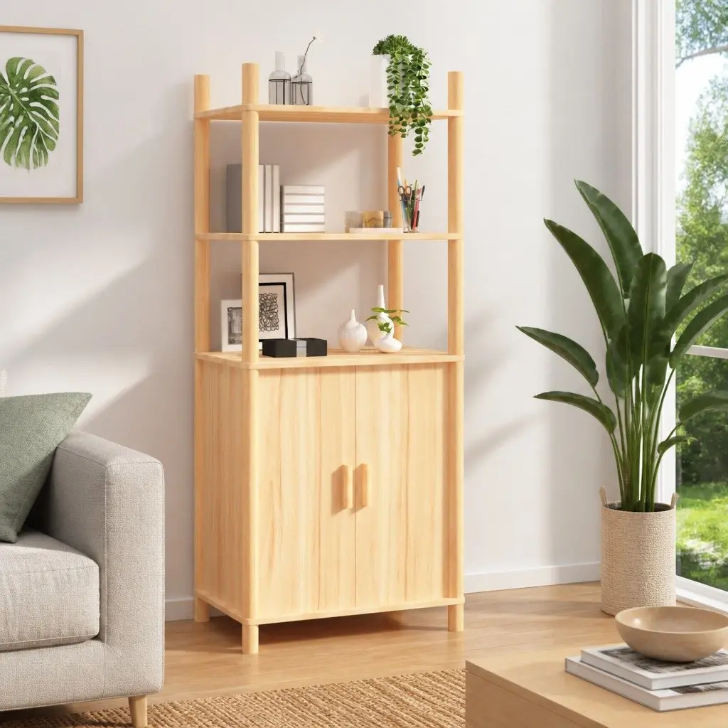 Highboard Storage Cabinet Brown 60x40x141cm Engineered Wood Sideboard Buffet