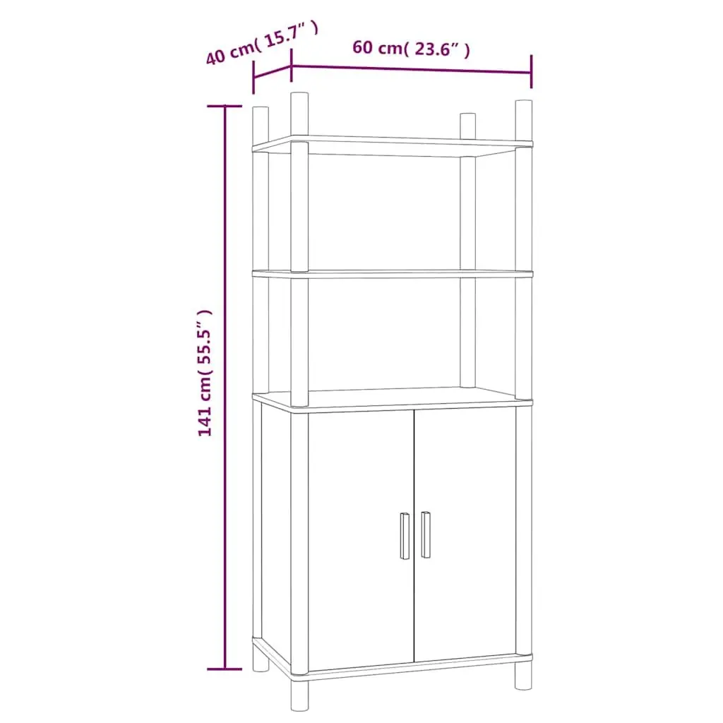 Highboard Storage Cabinet Brown 60x40x141cm Engineered Wood Sideboard Buffet