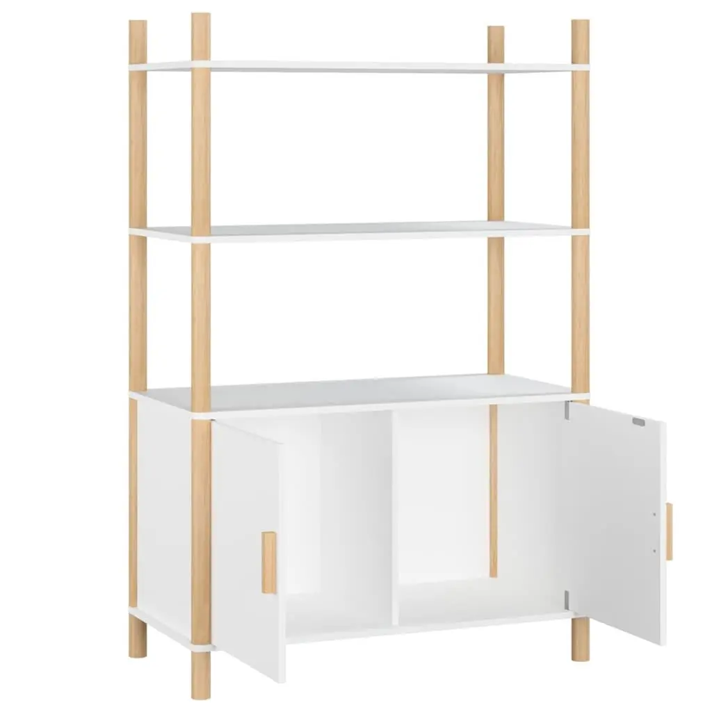 White Highboard Storage Cabinet Engineered Wood Sideboard Buffet Furniture Tall