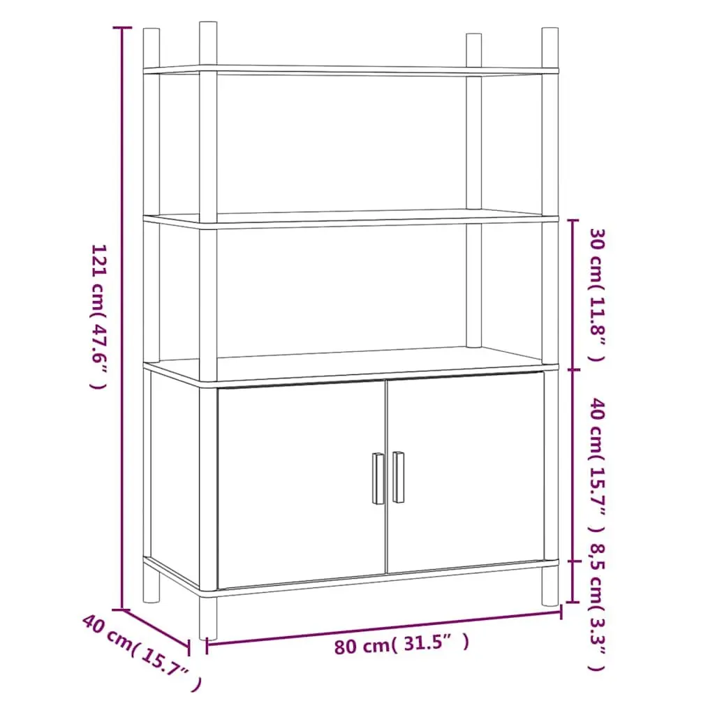 White Highboard Storage Cabinet Engineered Wood Sideboard Buffet Furniture Tall