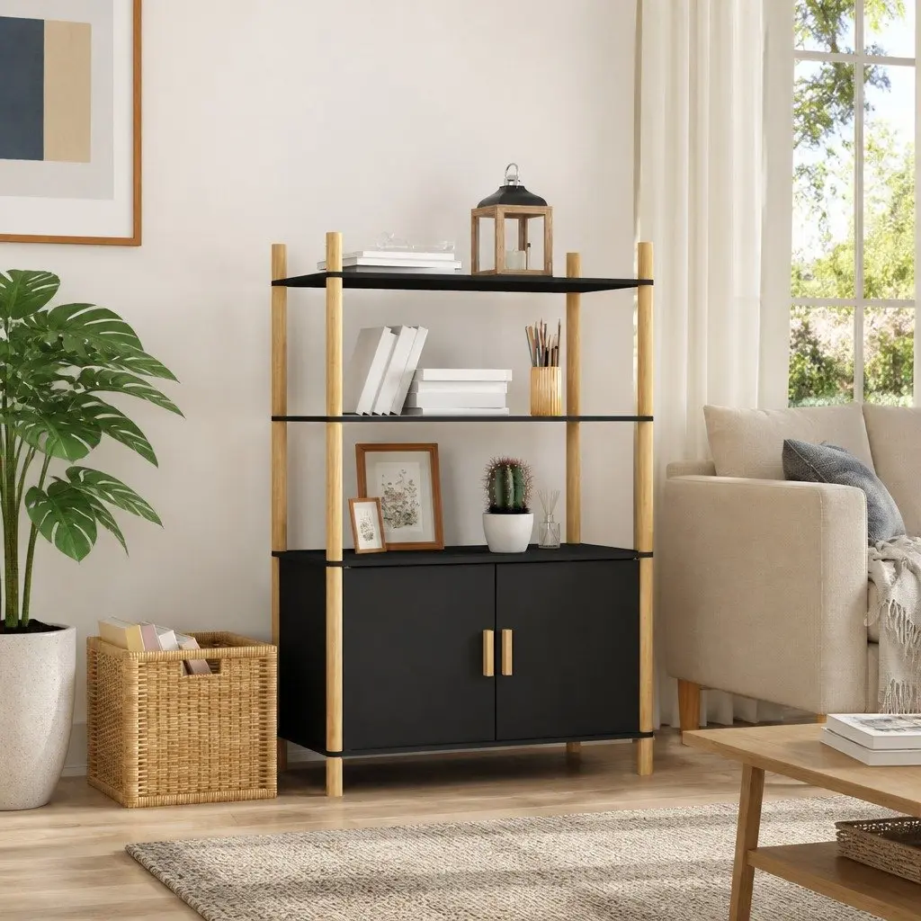 Highboard Storage Cabinet in Black