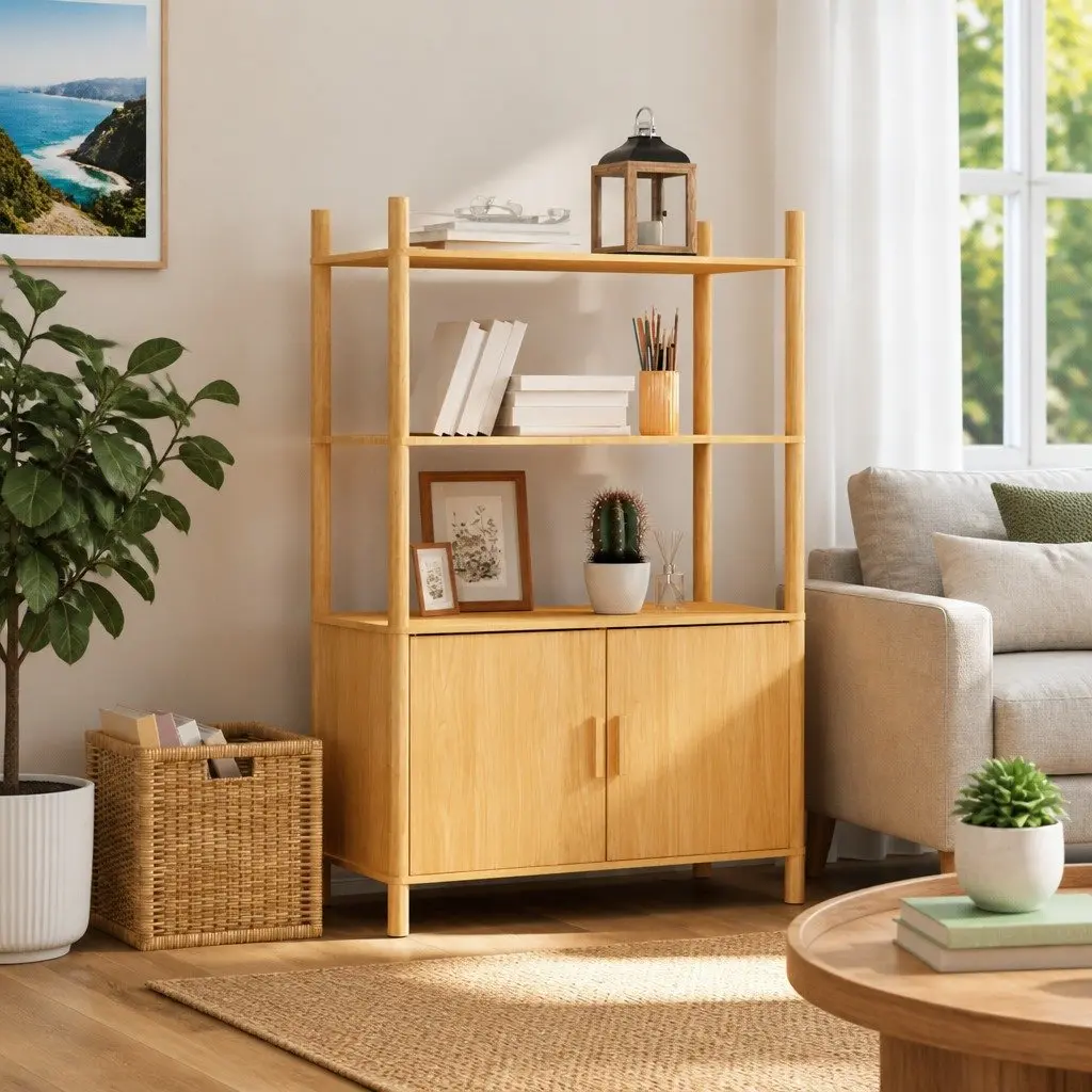 Sideboard Highboard Cabinet Storage Engineered Wood Brown 121cm Height 80cm Width 40cm Depth