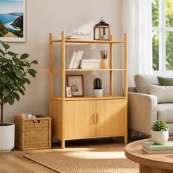 Brown Engineered Wood Highboard Sideboard Cabinet