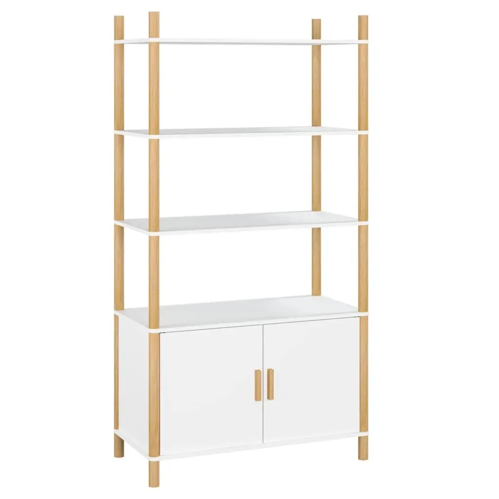 White Highboard Storage Cabinet Engineered Wood Sideboard Furniture 80x40x153cm