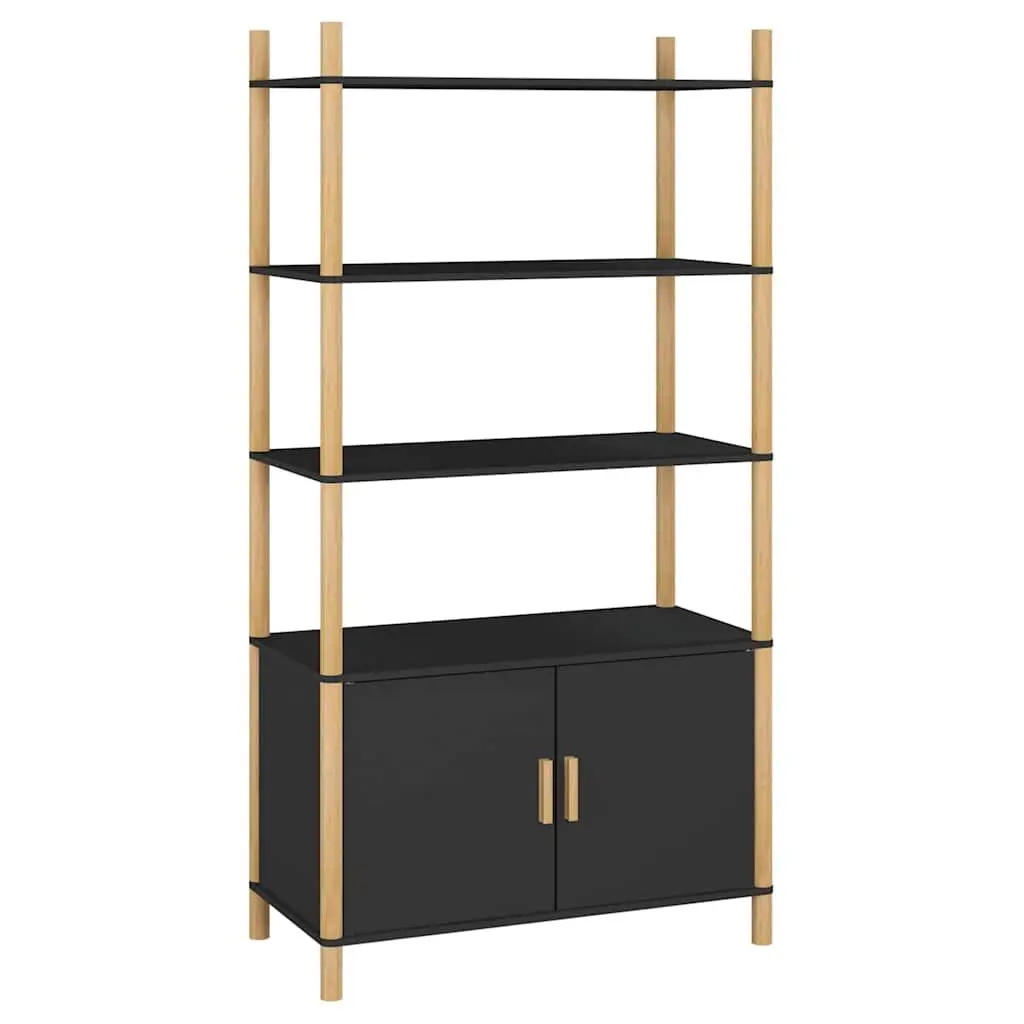 Highboard Storage Cabinet Black 80x40x153cm Engineered Wood Sideboard Buffet