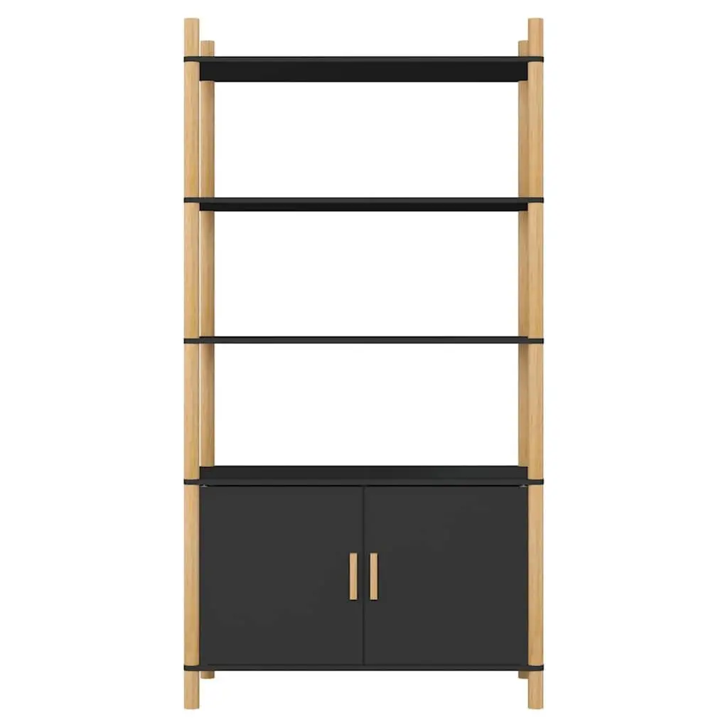 Highboard Storage Cabinet Black 80x40x153cm Engineered Wood Sideboard Buffet