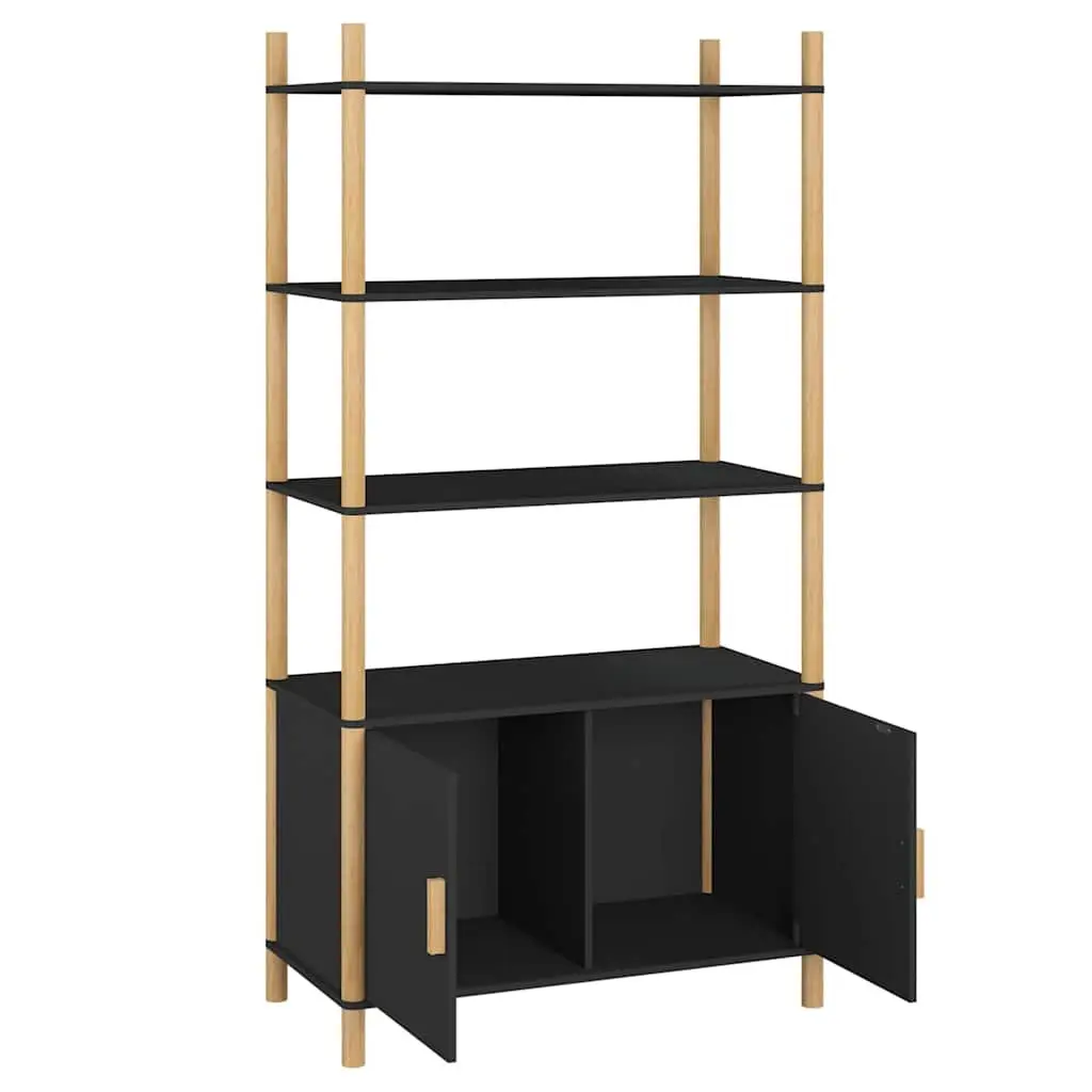 Highboard Storage Cabinet Black 80x40x153cm Engineered Wood Sideboard Buffet