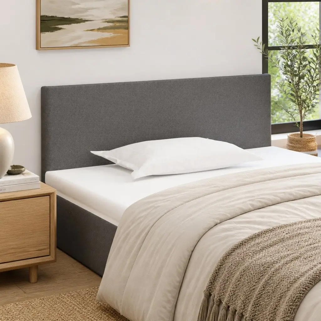 Headboard Dark Grey 100cm Fabric Adjustable Height Bed Support