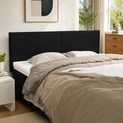 Black Faux Leather Headboard with Adjustable Height