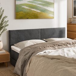 Dark Grey Velvet Headboard with Adjustable Height 144cm
