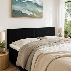 Black Velvet Headboard with Adjustable Height