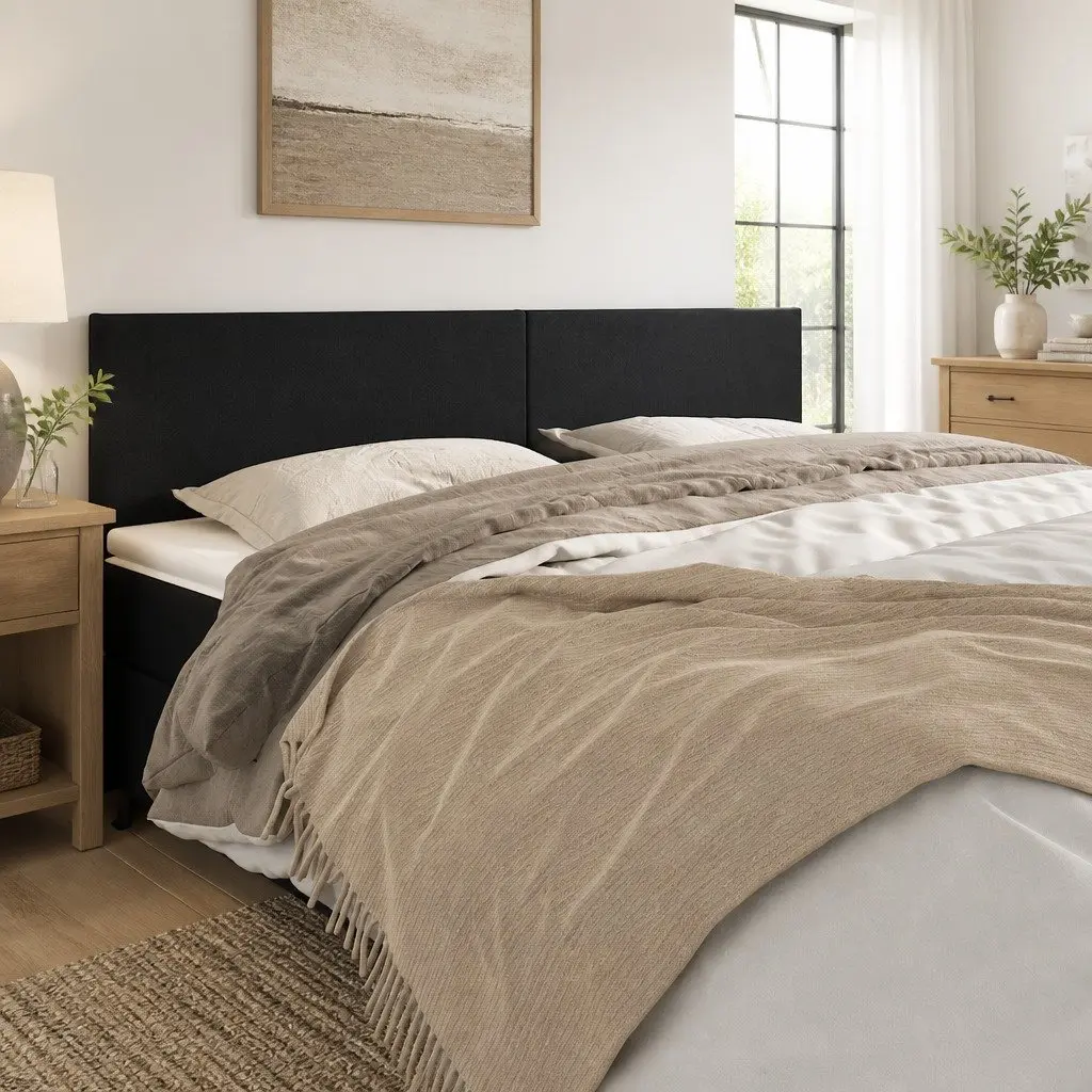Black Velvet Headboard 160cm with Wooden Legs