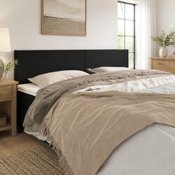 Black Velvet Headboard 160cm with Wooden Legs