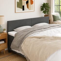 Dark Grey Fabric Headboard 200x5x78/88 cm for Comfort