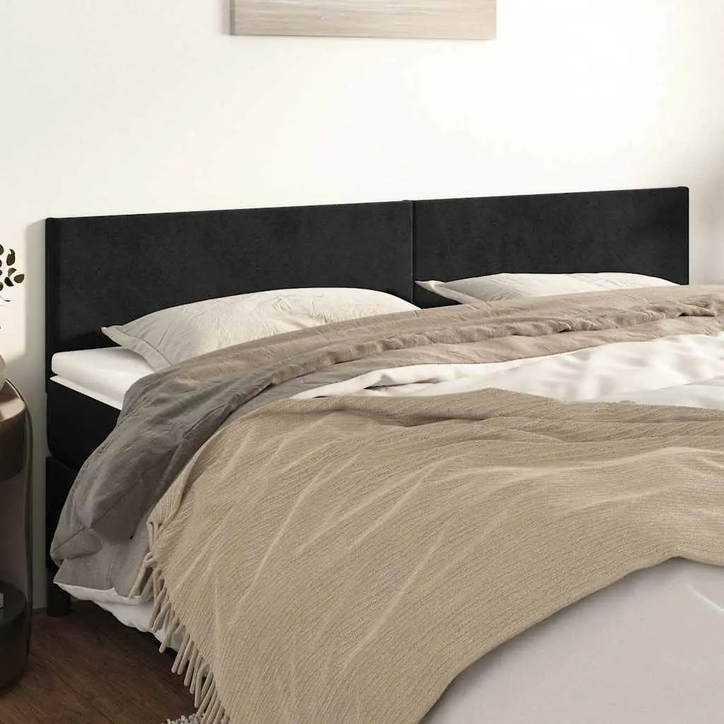 Velvet Headboard Black 200cm Adjustable Height Bedroom Upholstered Backrest