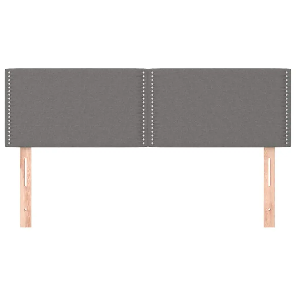 Fabric Headboard Dark Grey Adjustable Height Wooden Legs