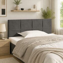 Velvet Dark Grey Headboard with Adjustable Height
