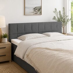 Grey Fabric Headboard with Adjustable Height for Comfort