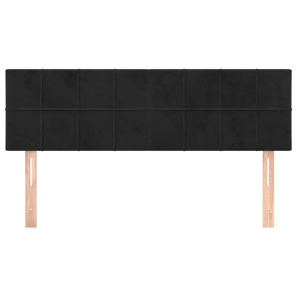Velvet Headboard Black Adjustable Height 144W x 5D x 78/88H cm Upholstered with Wooden Legs