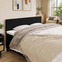 Elegant Black Fabric Headboard with Adjustable Height