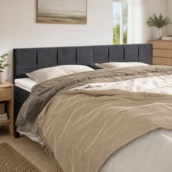 Dark Grey Velvet Headboard with Adjustable Height