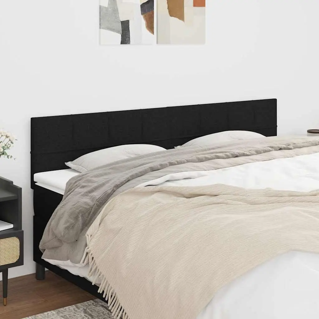 Black Fabric Headboard Adjustable Height 200cm Wide Wooden Legs