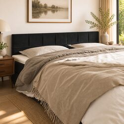 Elegant Black Velvet Headboard with Adjustable Height
