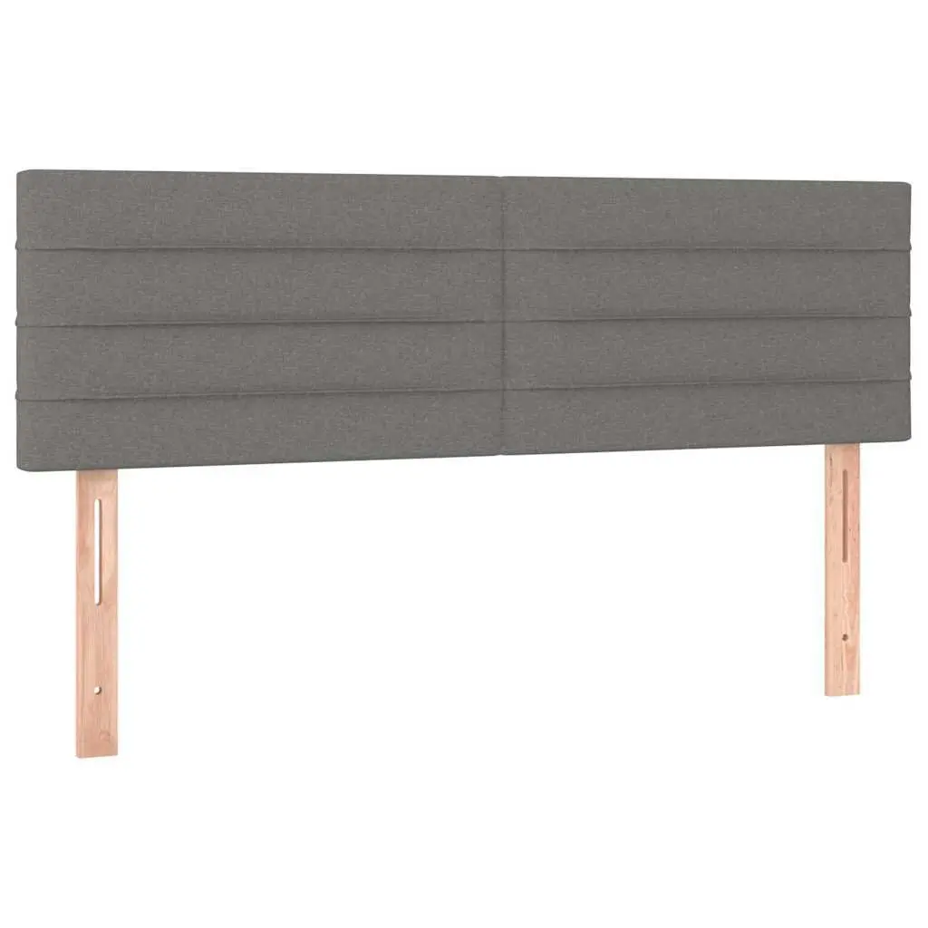Adjustable Height Bed Headboard Dark Grey Fabric Wooden Legs Support
