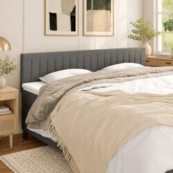 Dark Grey Fabric Headboard with Adjustable Height