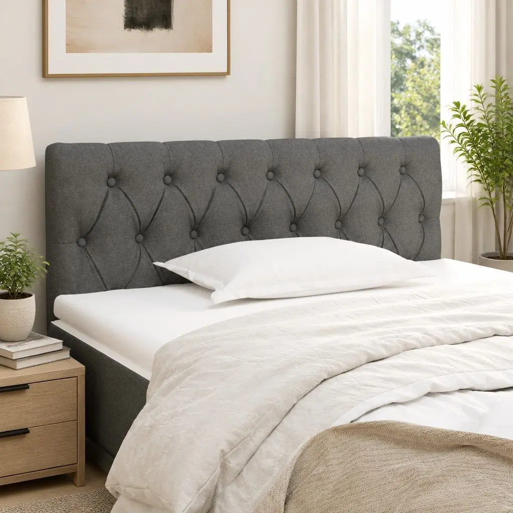 Headboard Dark Grey 100x7x78 88 cm Fabric Bedroom Bed Support Adjustable Height