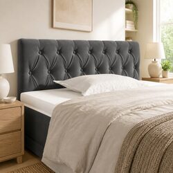 Grey Velvet Upholstered Headboard for Comfortable Support