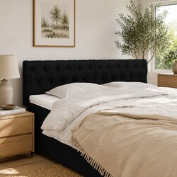 Elegant Black Fabric Headboard with Adjustable Height