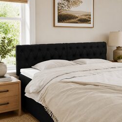 Elegant Black Fabric Headboard with Adjustable Height