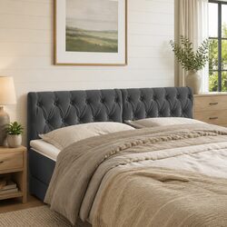 Dark Grey Velvet Headboard for Bed Support