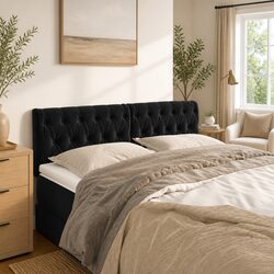 Black Velvet Headboard 160cm with Adjustable Height